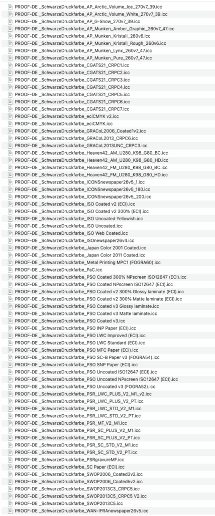 Proof.de Profili colore canale nero per Adobe Photoshop: I seguenti profili in scala di grigi sono inclusi nel download