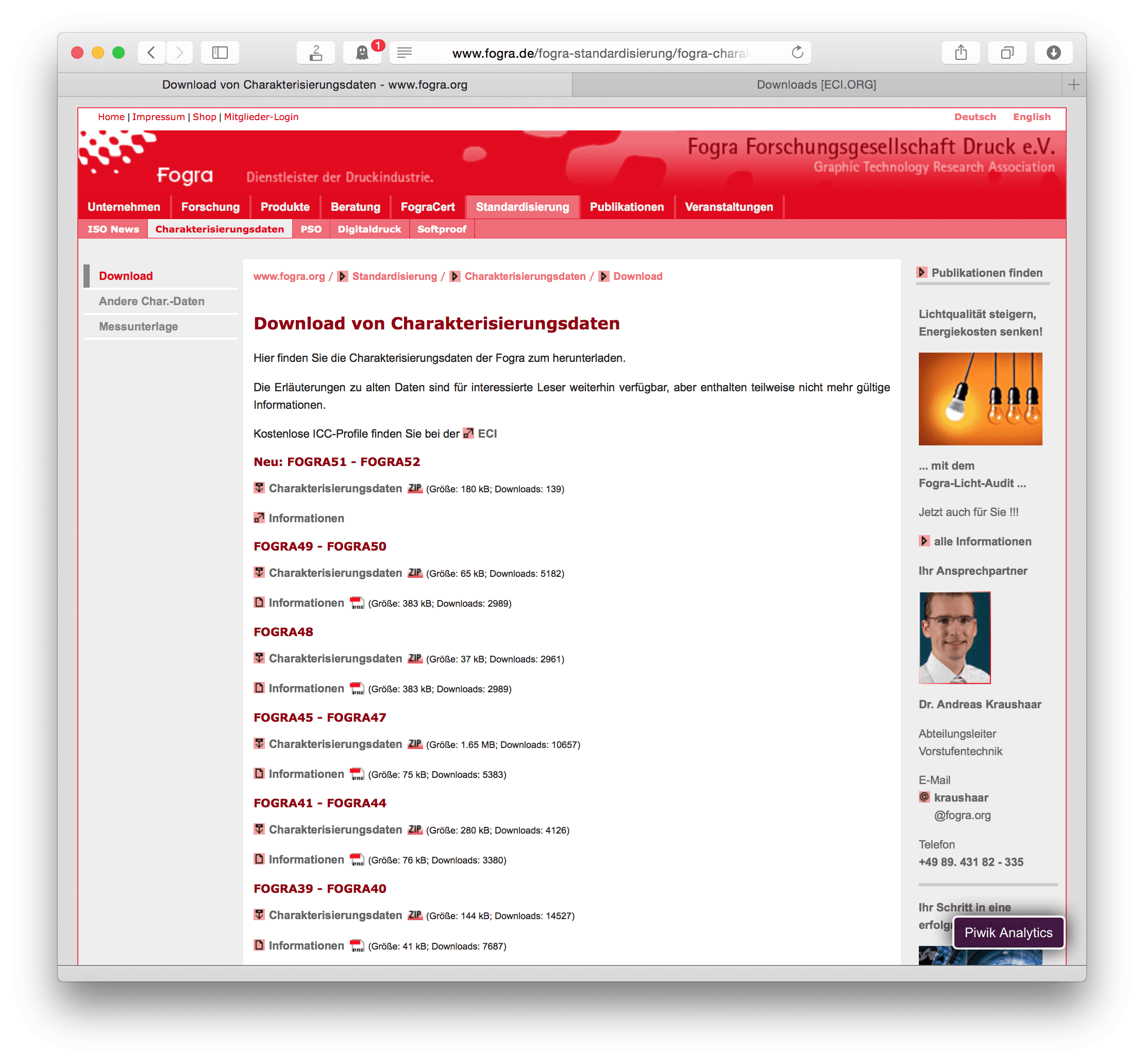 FOGRA Download Charakterisierungsdaten von Proof Profilen. Neu: Fogra 51 und Fogra 52