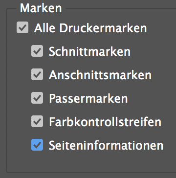 Hilfszeichen in InDesign (PDF Exportdialog)
